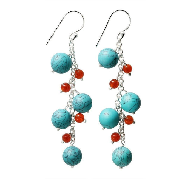 Natural Carnelian and Turquoise chandelier store earrings